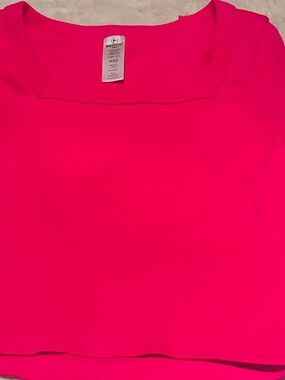 90 Degree By Reflex Girls' Hot Pink Square Neck Short Sleeve Tee